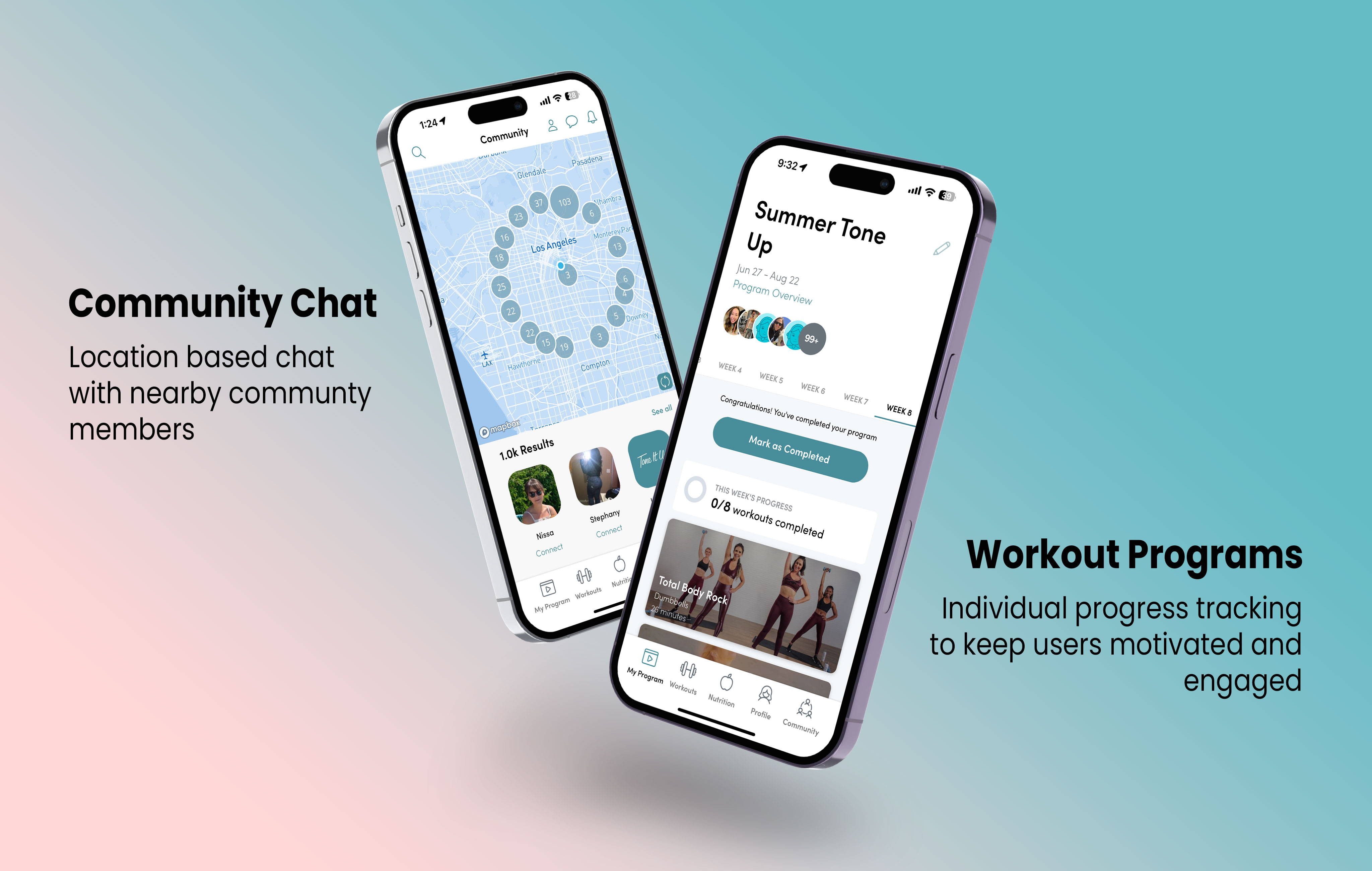 Tone It Up app interface closeups